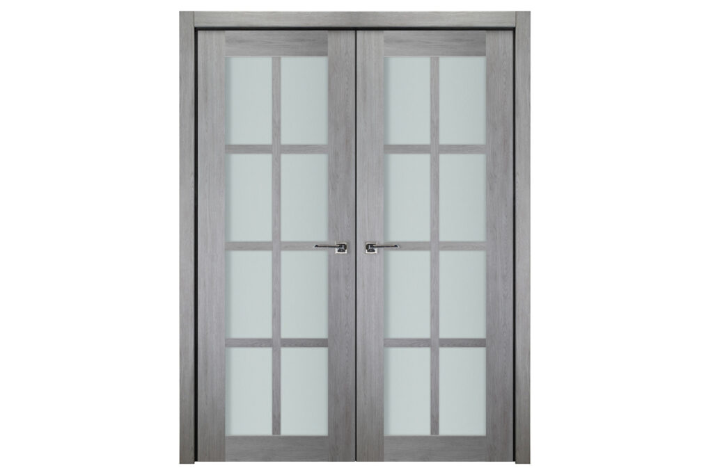 Italia 8-Lite French Interior Door Light Gray Double Door