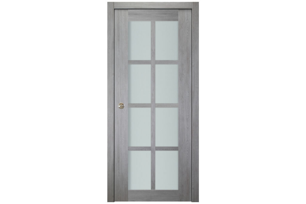 Italia 8-Lite French Interior Door Light Gray Single Pocket