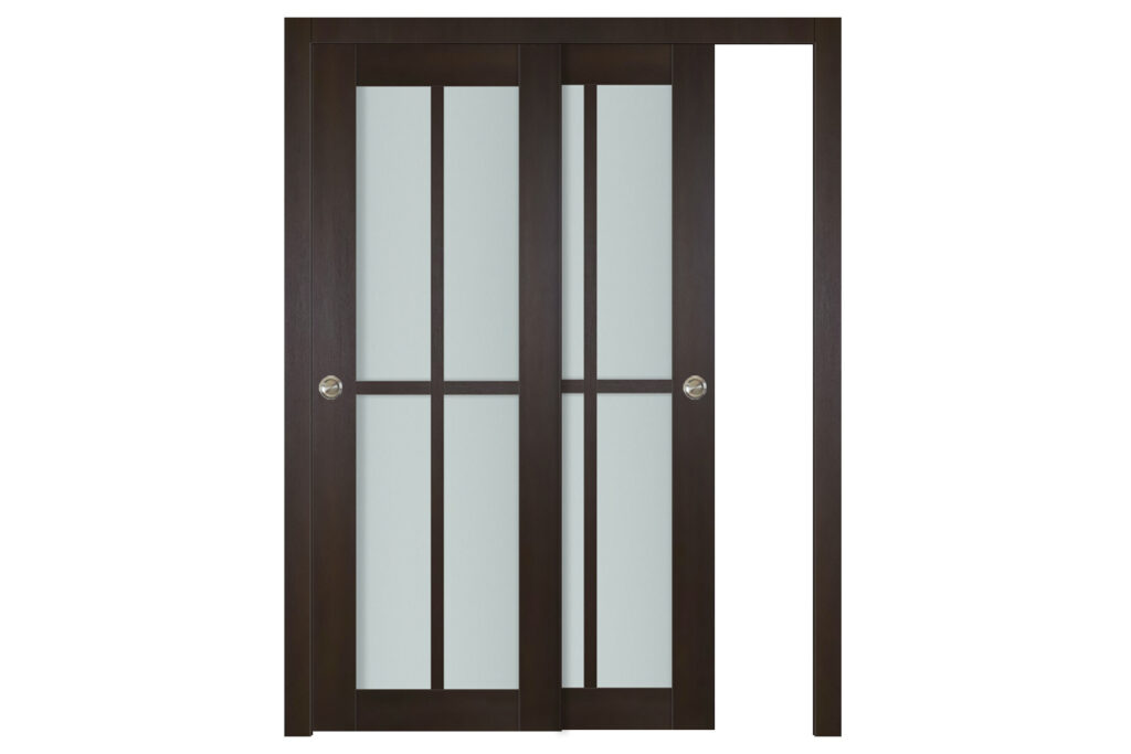 Italia 4-Lite Vertical French Interior Door Premium Wenge Bypass Door