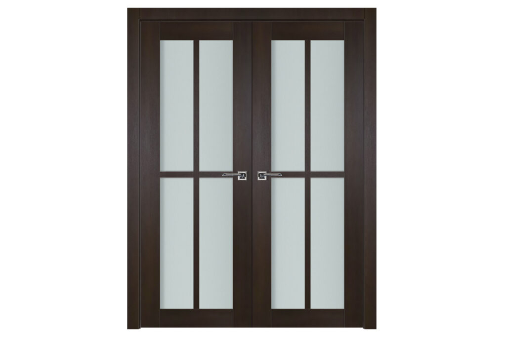 Italia 4-Lite Vertical French Interior Door Premium Wenge Double Door